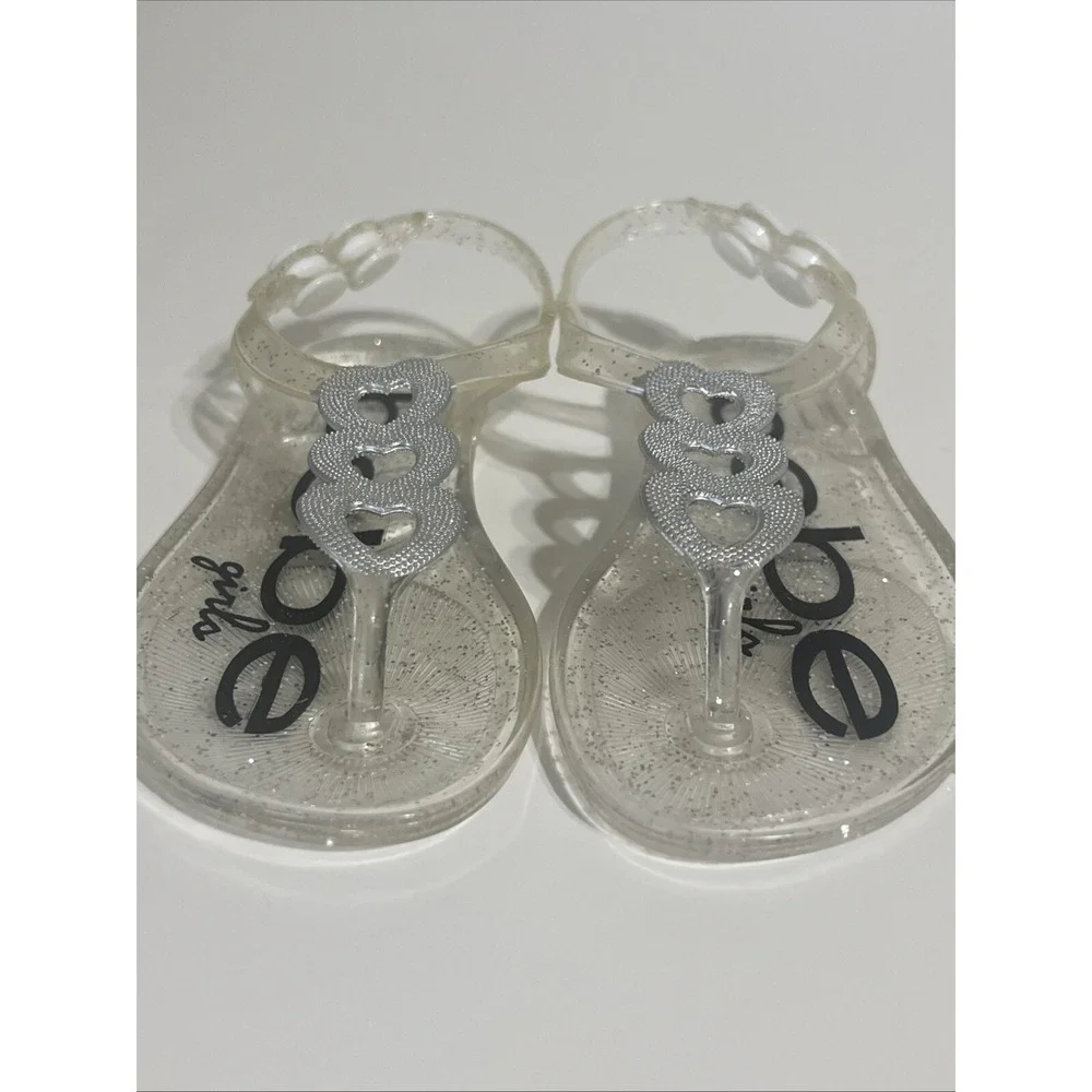 BEBE NEW LITTLE GIRLS JELLY SANDALS WITH HEART DETAIL SZ‎ (S) 4/5